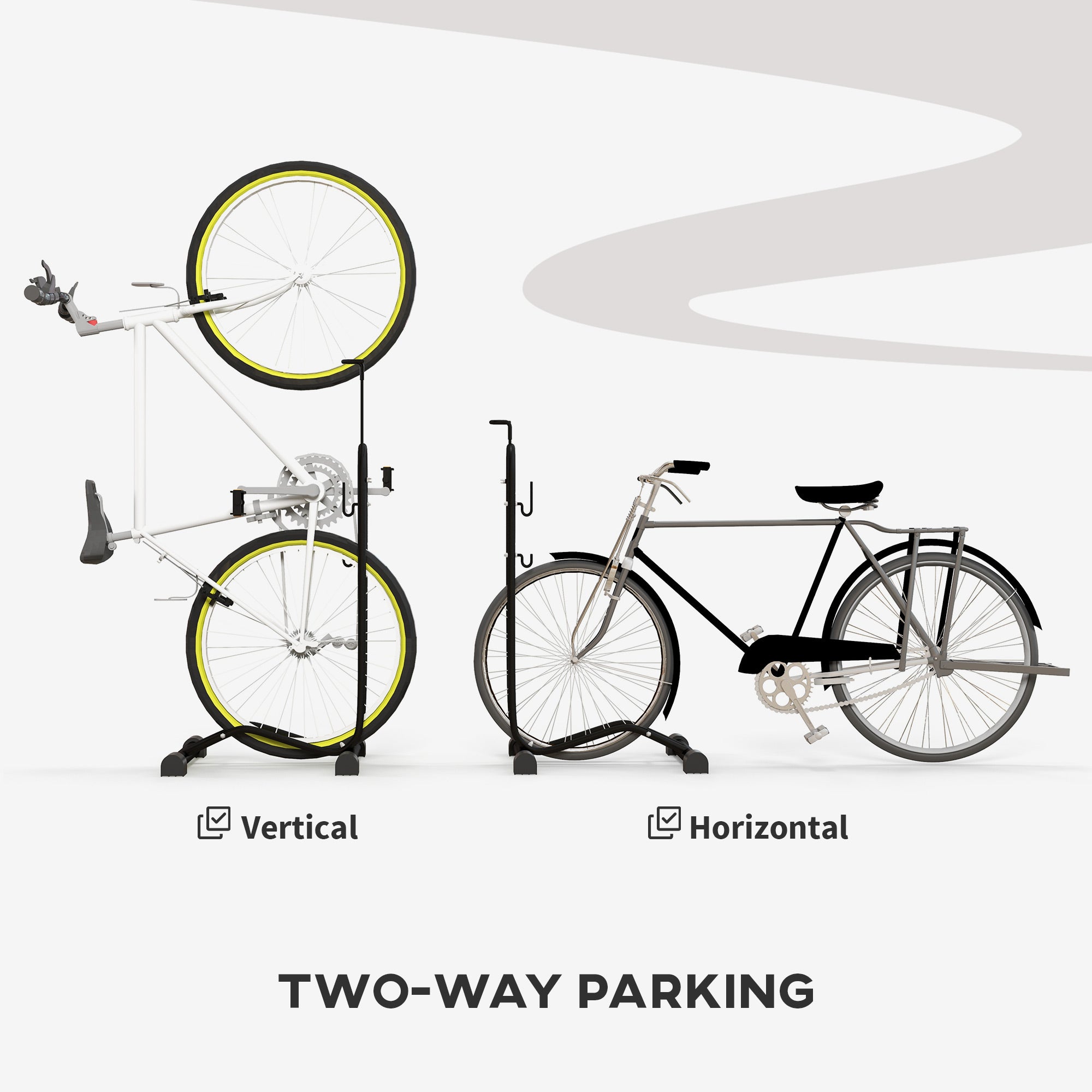 SPORTNOW Vertical & Horizontal Bike Rack for 6-28 in & 700c Bikes, Black
