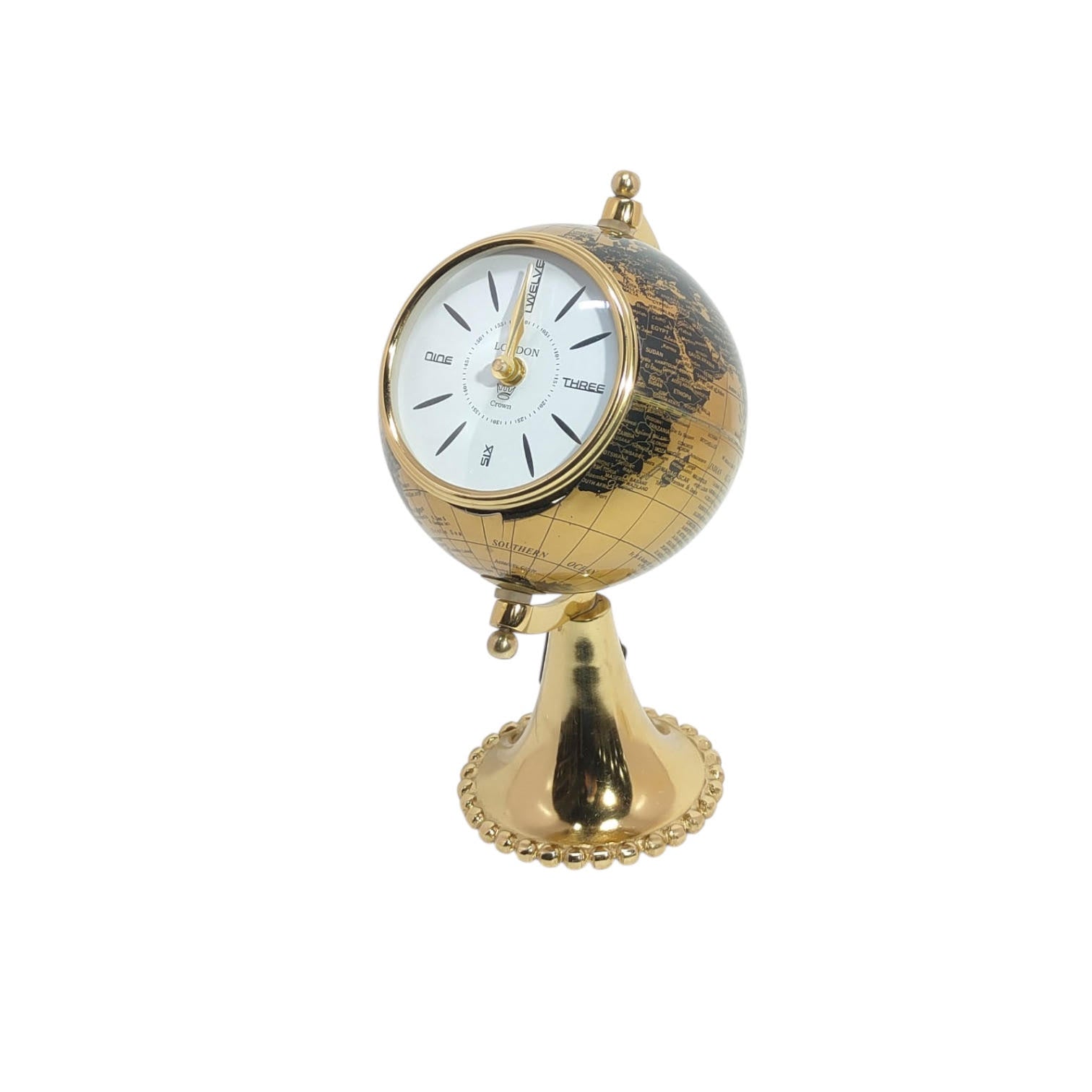 MSL Hand Finished Table Clock with Globe Design, 1 AA Battery