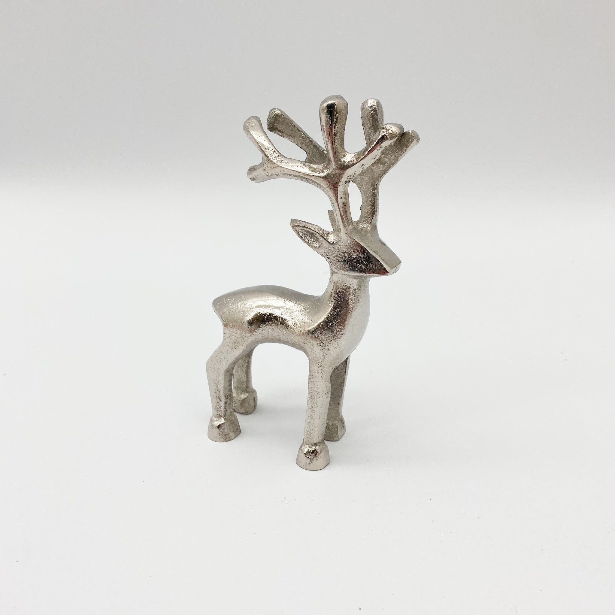 6 Inch Nickel Plated Reindeer Stag Decor