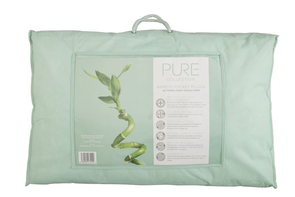 Indulgence Bamboo Pocket Pillow with Individually Filled Pockets, Bamboo/Cotton Case, Microfibre Filling