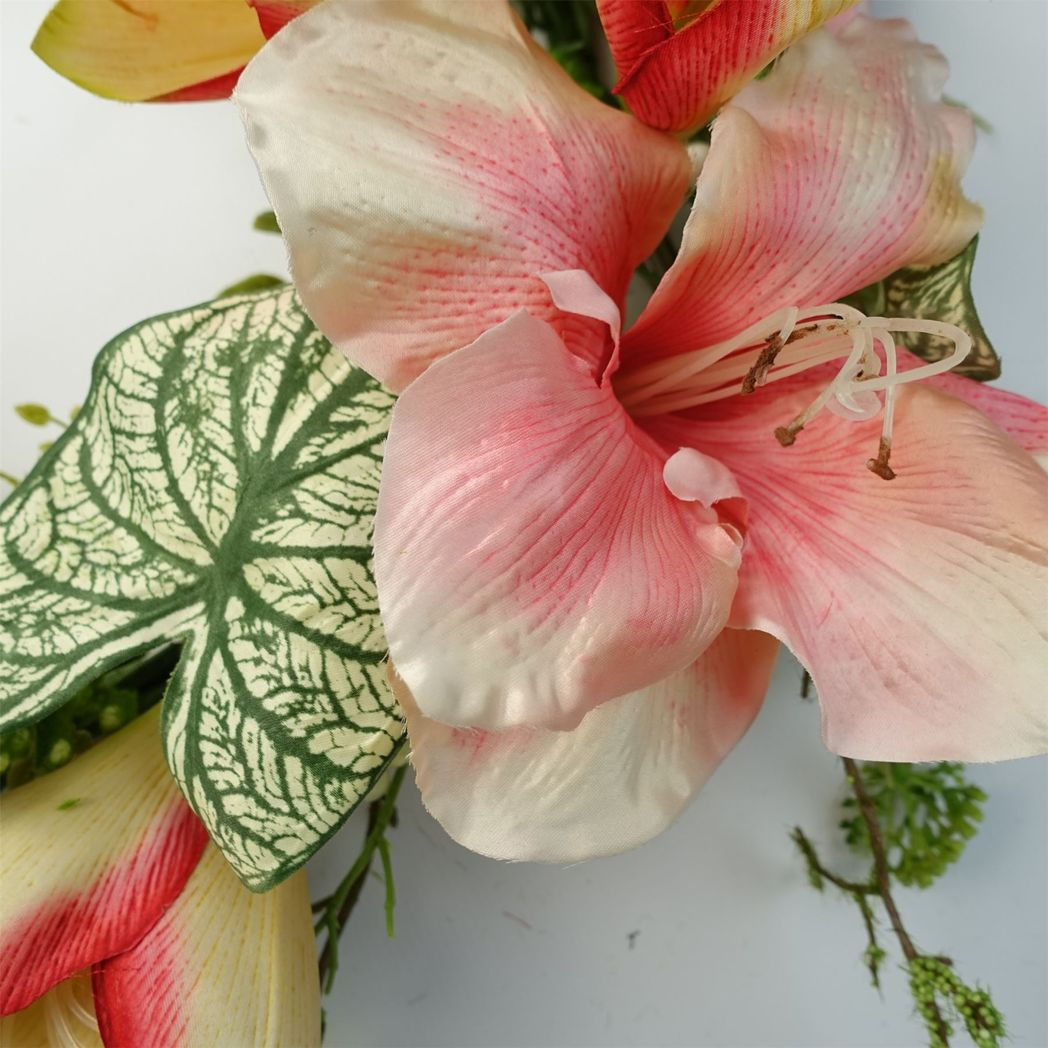 Leaf 60cm Large Artificial Pink Blossom Wreath