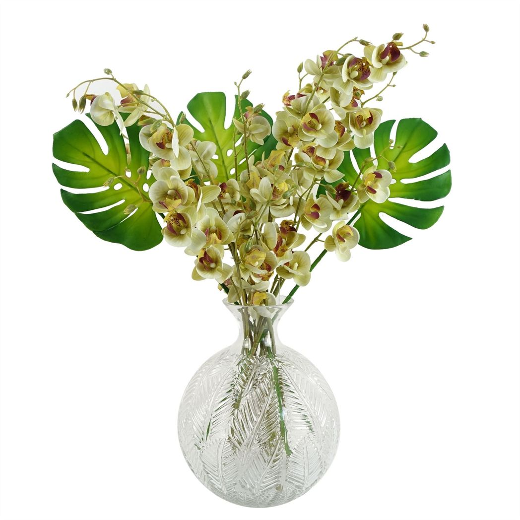 55cm Artificial Monstera Leaf Stem with Wired Shapable Stem