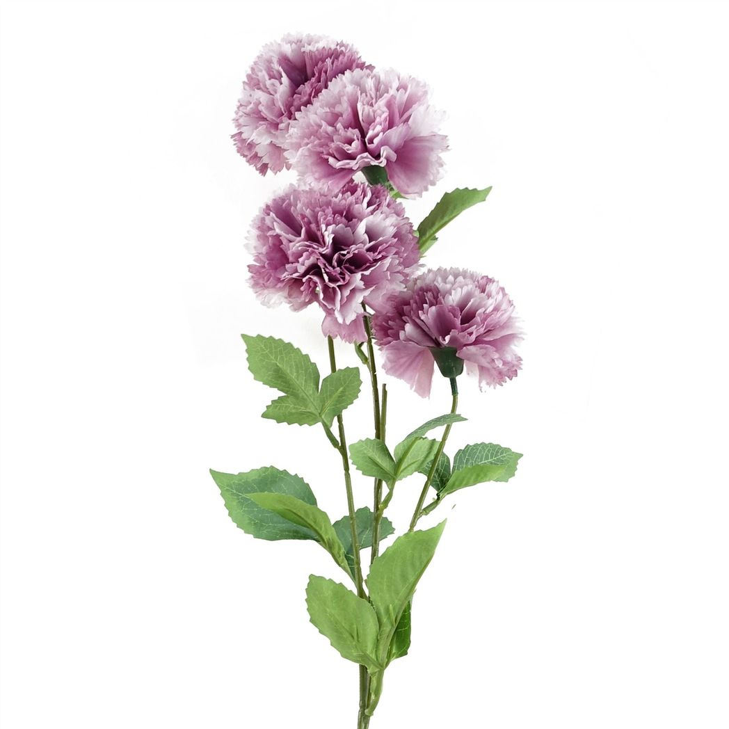 Leaf Pack of 6 Pink Artificial Carnation Stems, 70cm, 24 Silk Flowers