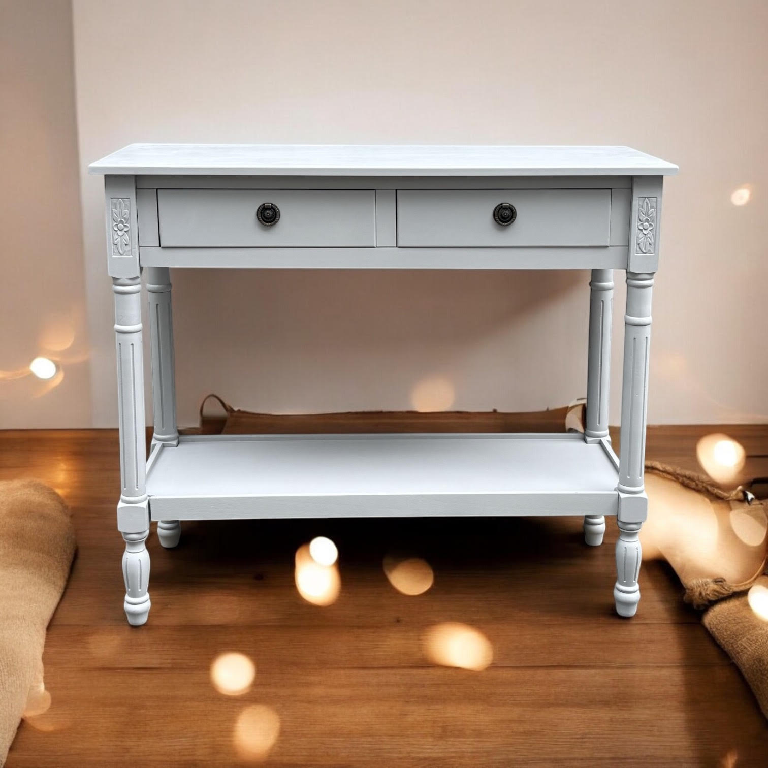 MSL 90cm Hand Finished 2 Drawer Side Table / Bedside Table
