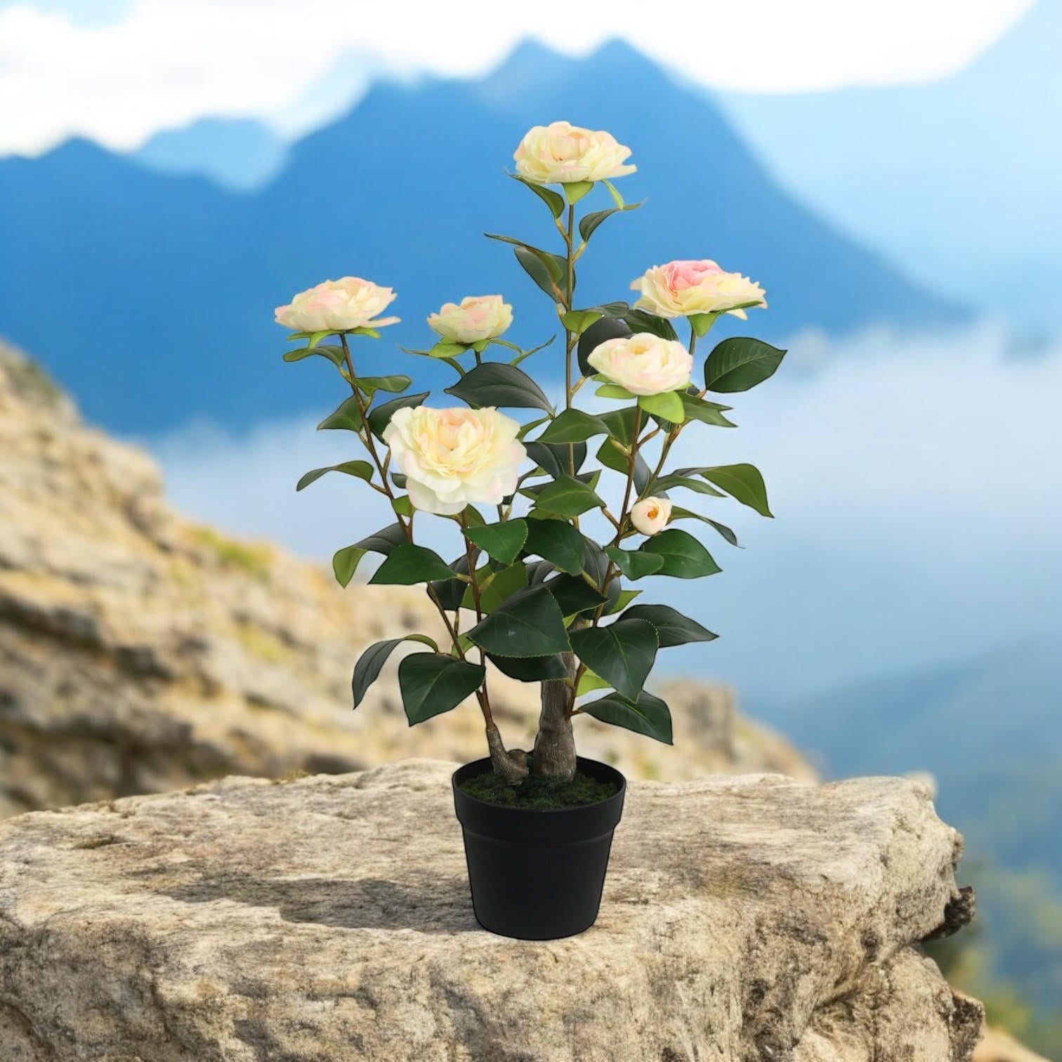 MSL 58CM Artificial Camellia Plant, Realistic Design, Maintenance Free