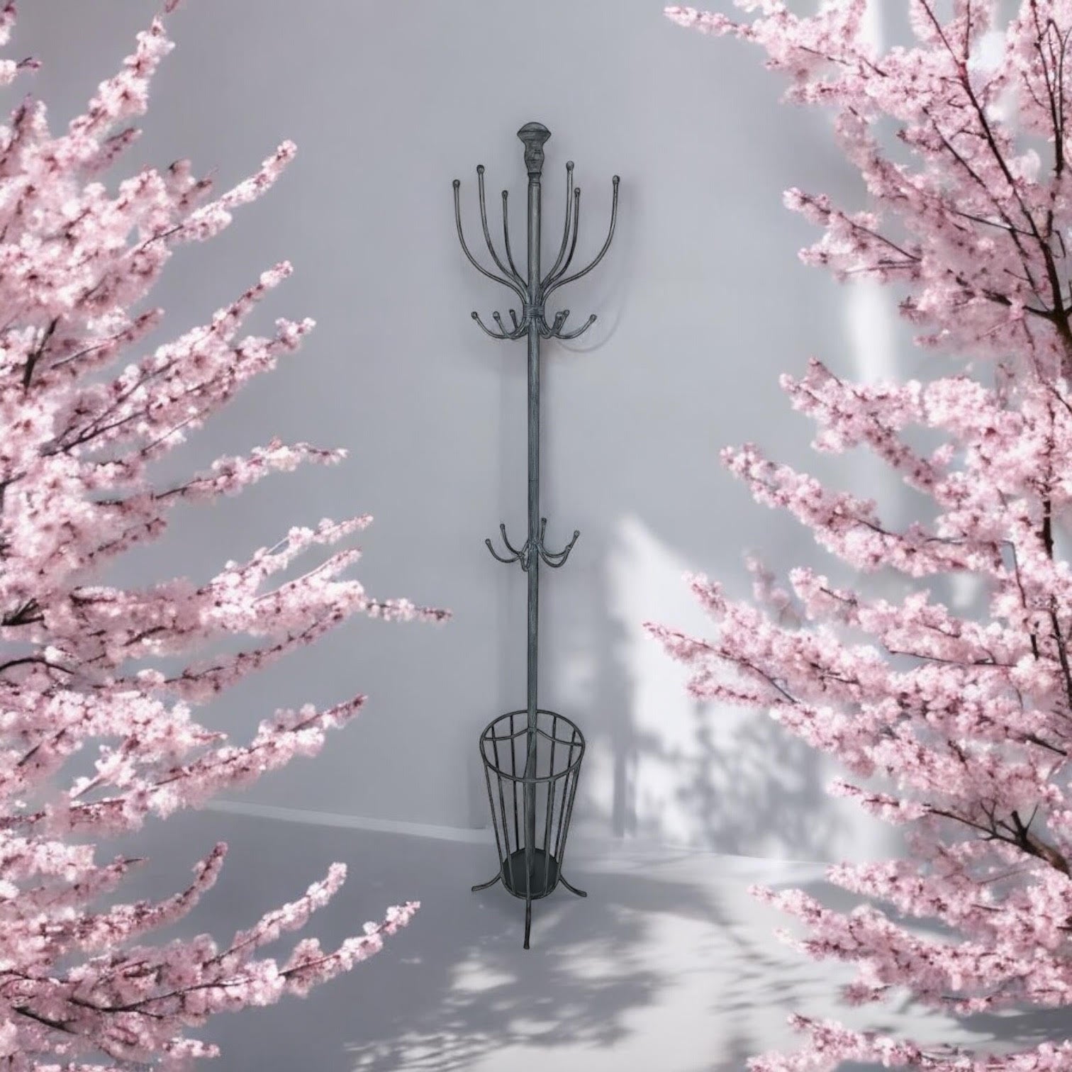 MSL 175cm Grey Metal Coat and Umbrella Stand