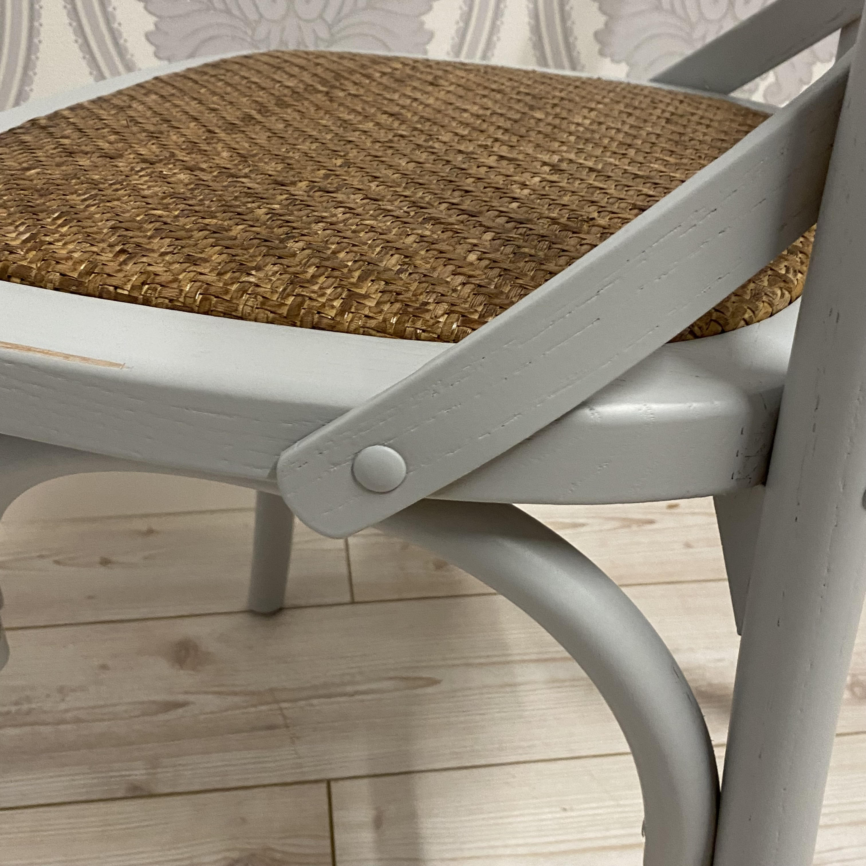 Natural French Cross Back Dining Chair, Stackable, Elm Wood, 46 x 49 x 88 cm