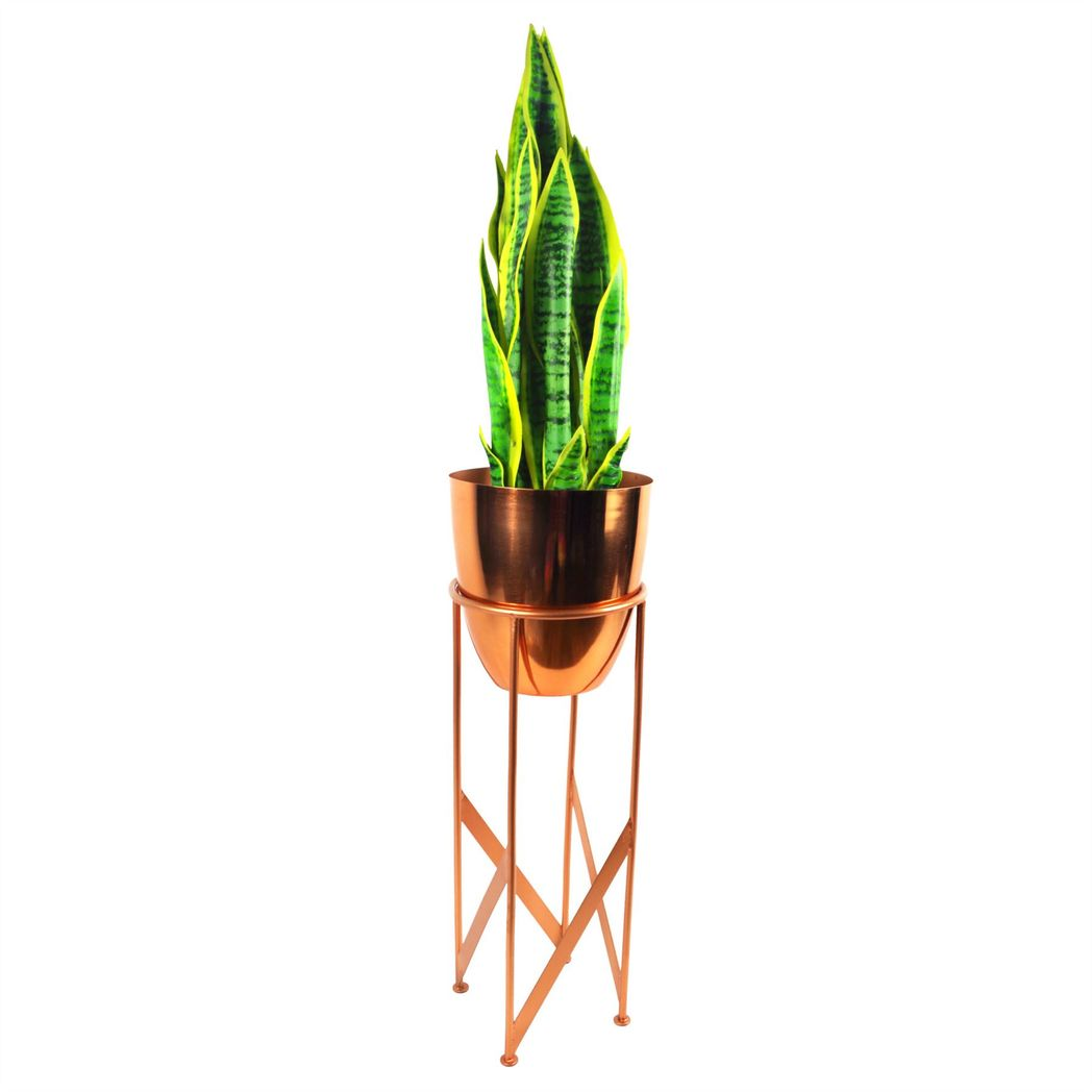 Leaf 90cm Gold Metal Planter with Artificial Yukka Plant
