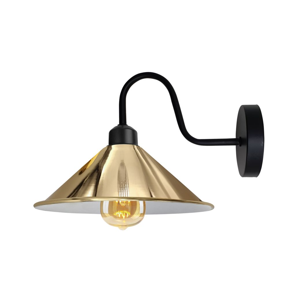 Vintage Black Swan Neck Wall Sconce, E27 Cone Shade Lamp