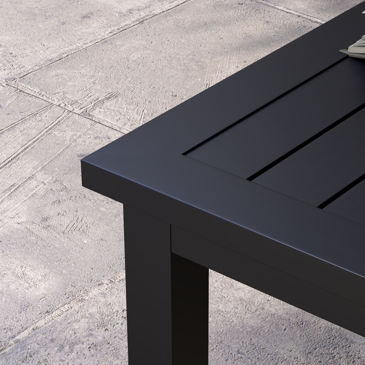 Outsunny Aluminium Outdoor Coffee Table, Slatted Top, Black