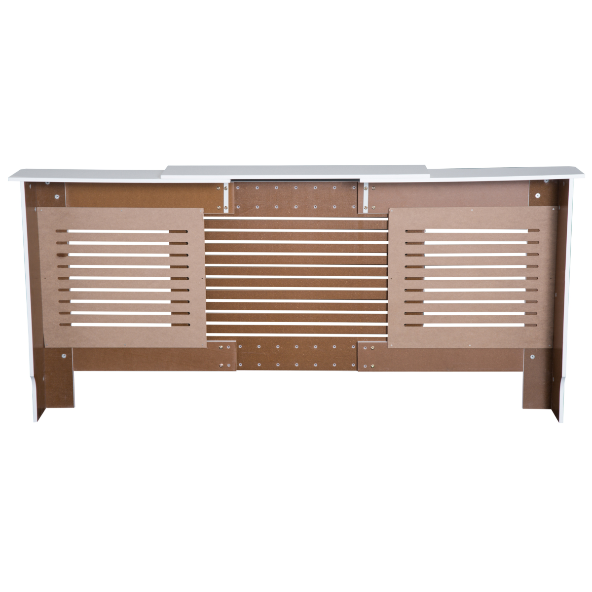 HOMCOM Extendable White Painted MDF Radiator Cover with Slatted Vent Design and Top Shelf