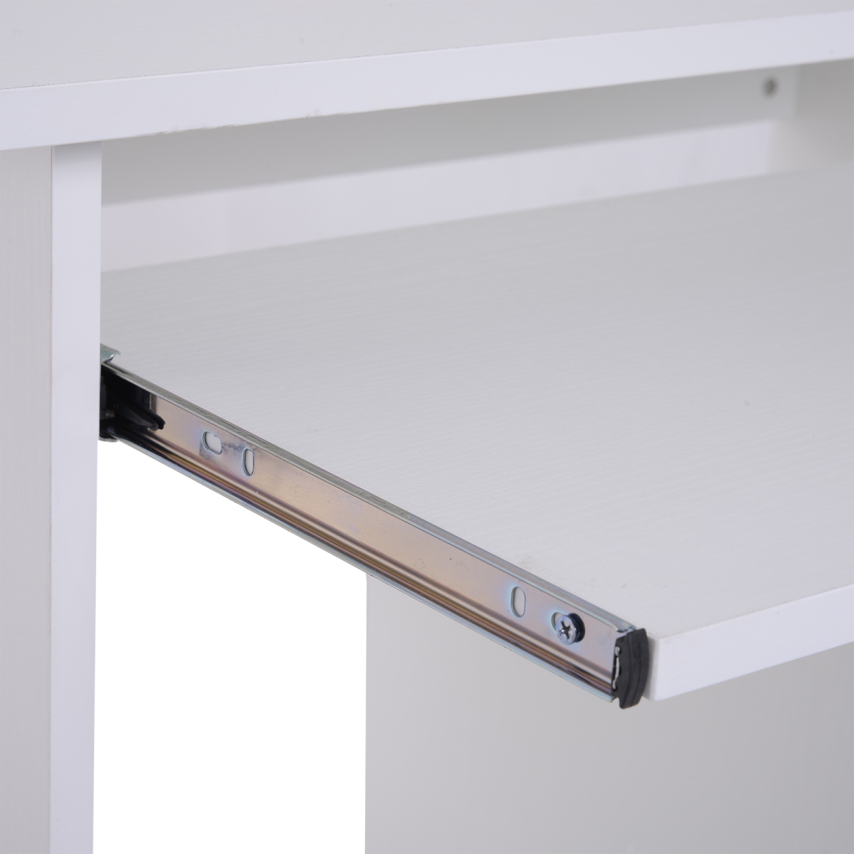 HOMCOM Computer Desk with Slide-Out Keyboard Tray, 2 Storage Shelves, White, 73.5H cm