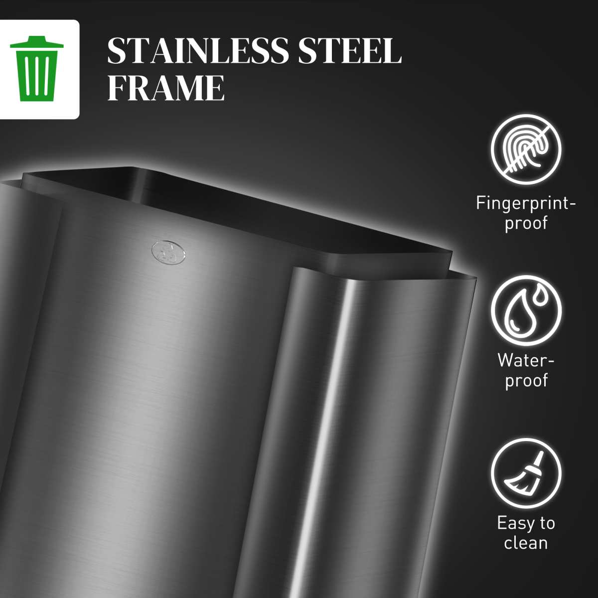 HOMCOM 3 x 15L Triple Kitchen Pedal Bin for Recycling & Waste, Black