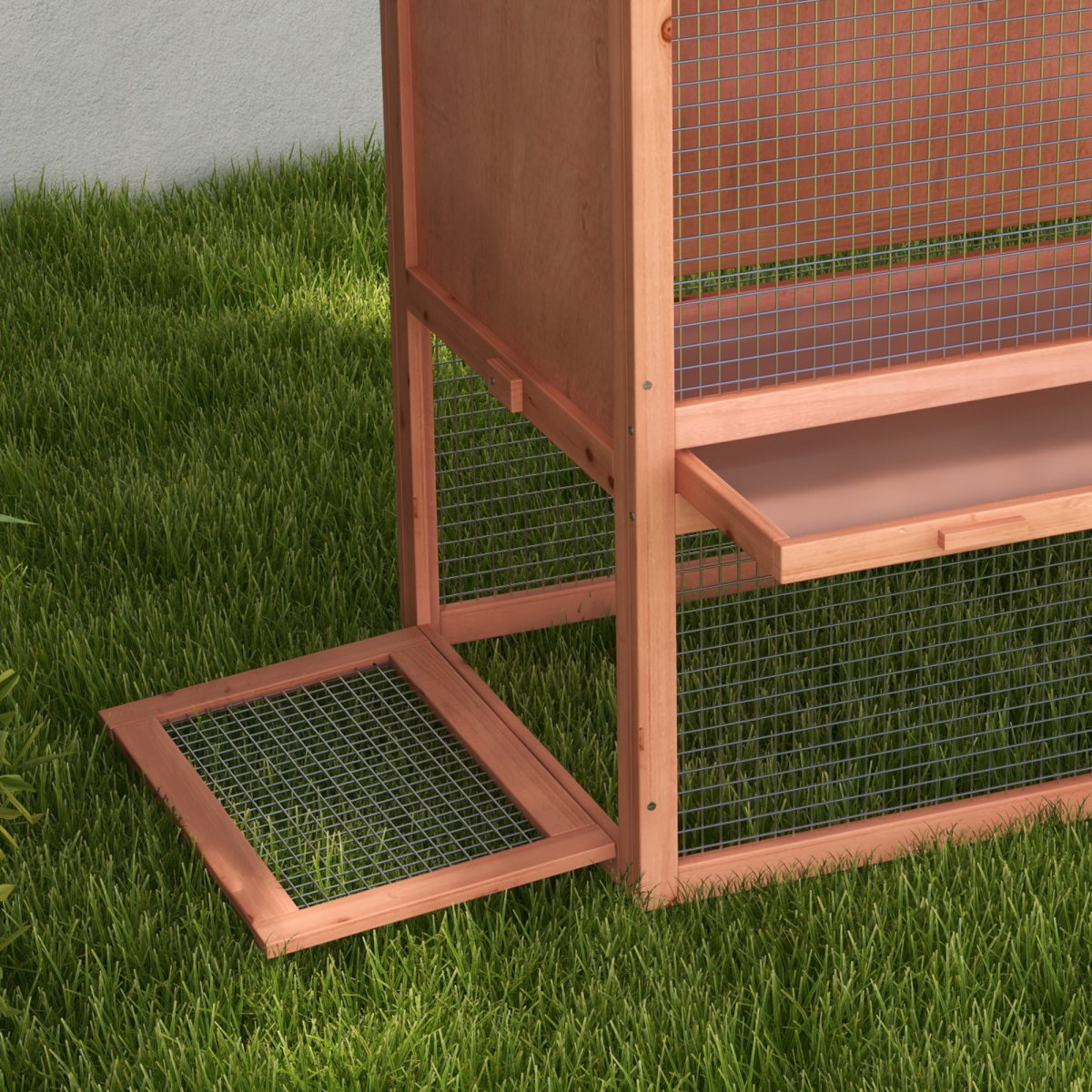 Pawhut 2 Tier Wooden Rabbit Hutch with Asphalt Roof, Ramp, Water Resistant, 144 x 64.5 x 100 cm