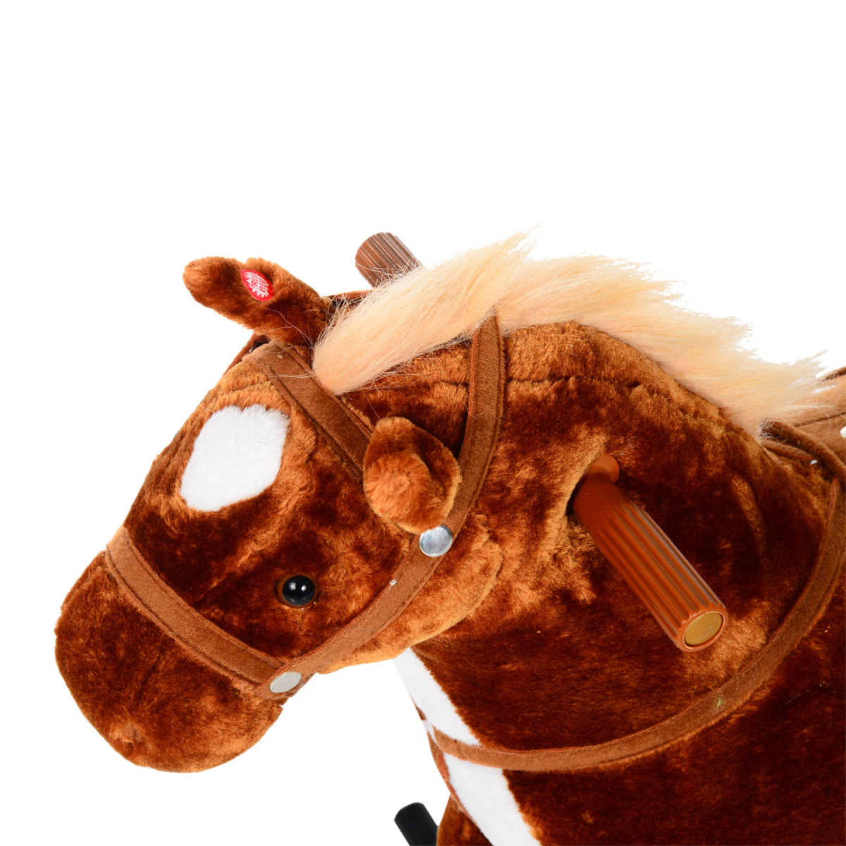 HOMCOM Plush Ride On Walking Horse Toy with Wheels and Sound