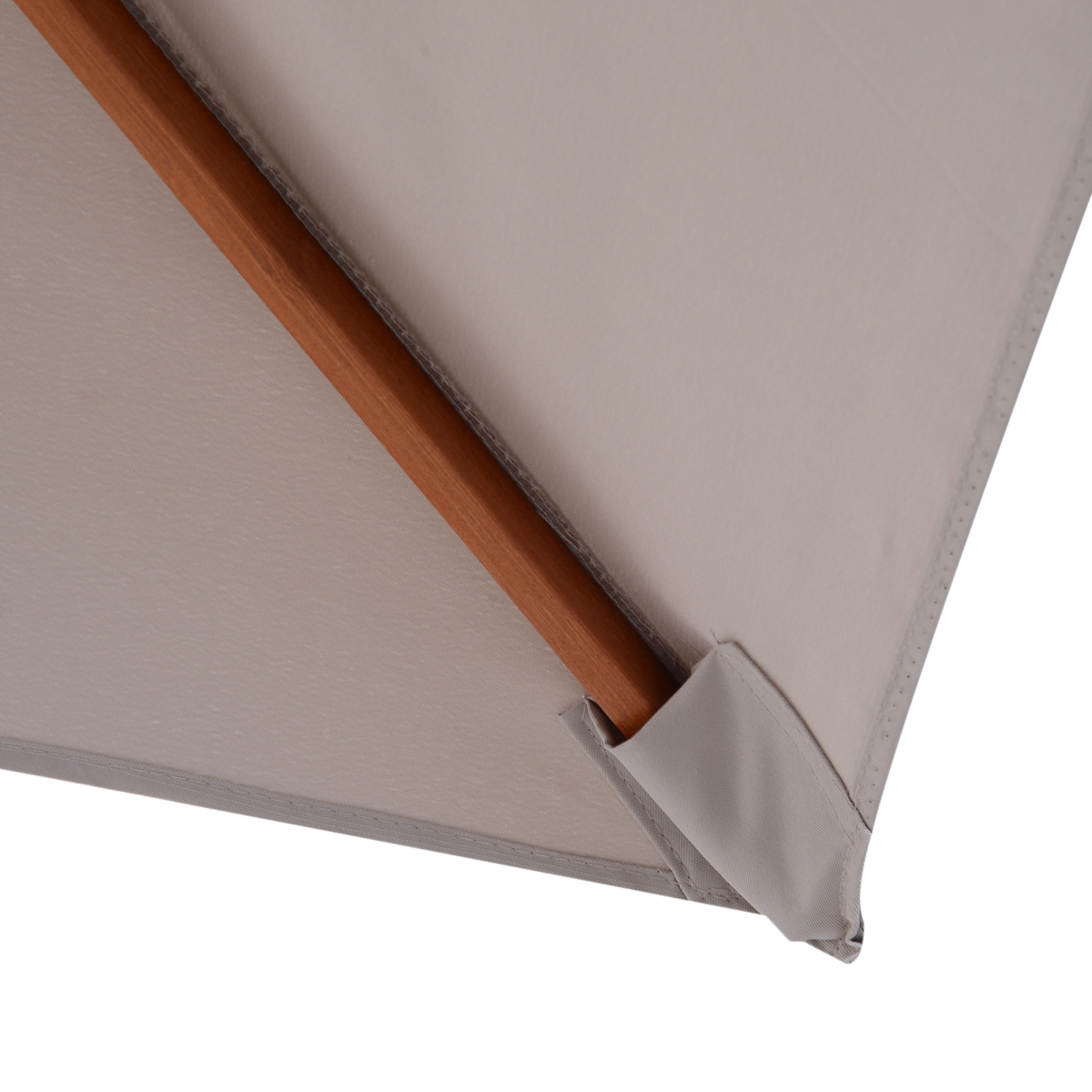 Outsunny Wooden Tilting Patio Umbrella, Grey, 6-Rib Sunshade