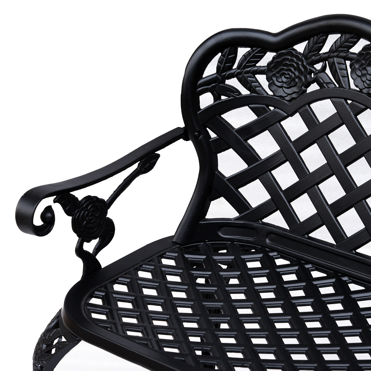 Outsunny Antique Style Cast Aluminium Garden Bench, Black, 107 x 58 x 85 cm