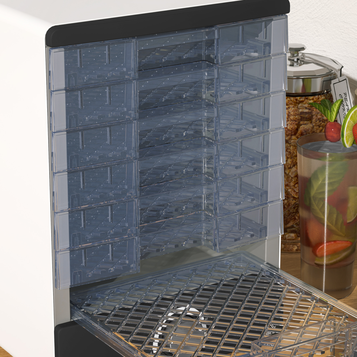 HOMCOM 7-Tray Stainless Steel Food Dehydrator for Fruit & Meat, White