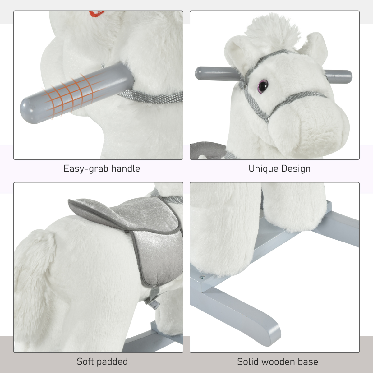 Kids Plush Ride-On Rocking Horse with Sound Handlebar