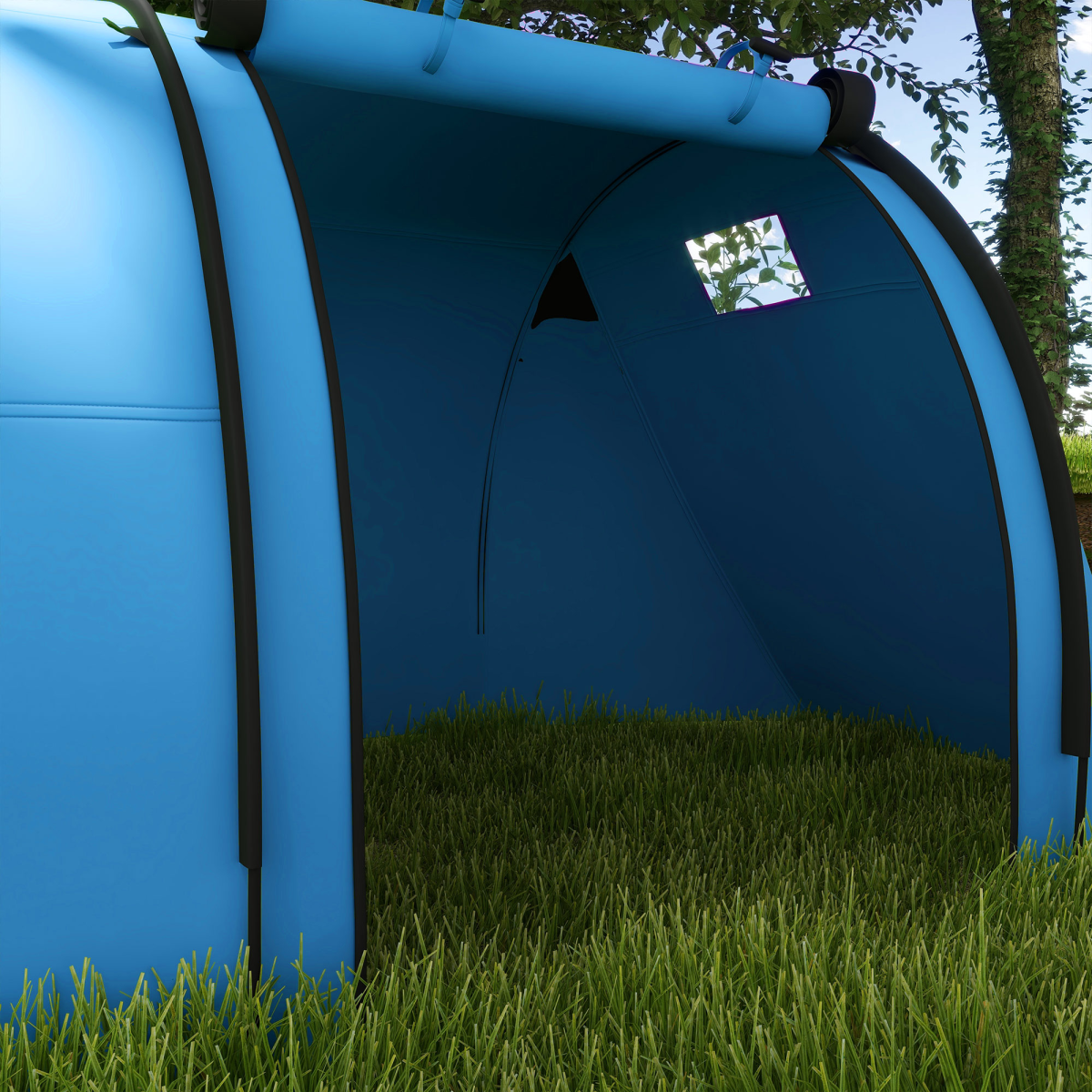 Outsunny 2-Room Camping Tent for 3-4 People, 3000mm Waterproof
