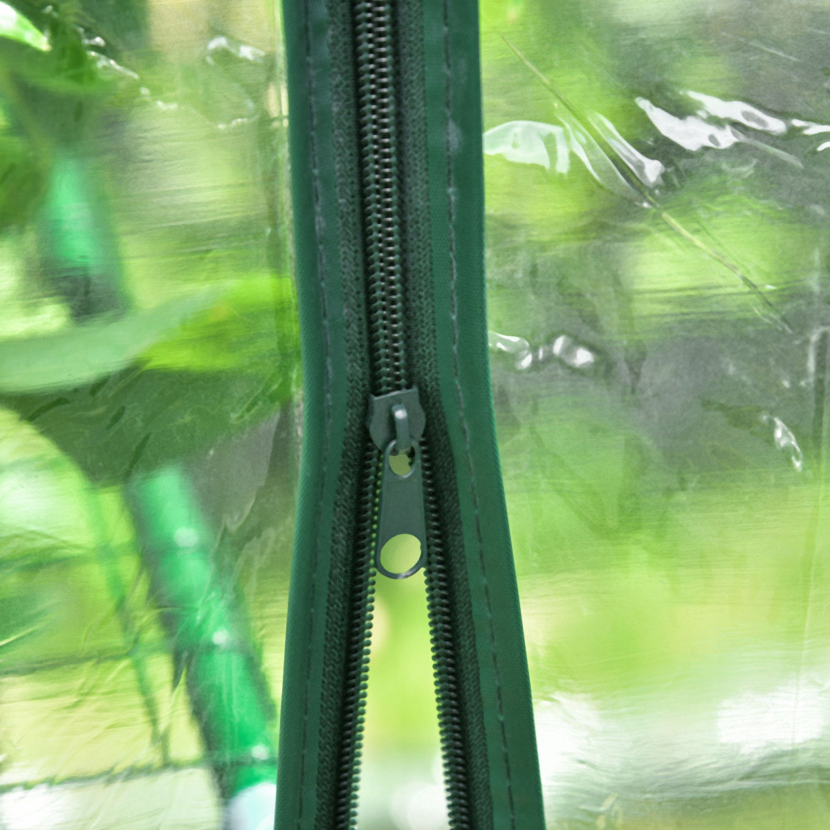Outsunny Large Steel Frame Greenhouse with 2 Shelves, Clear PVC Cover, Zippered Door