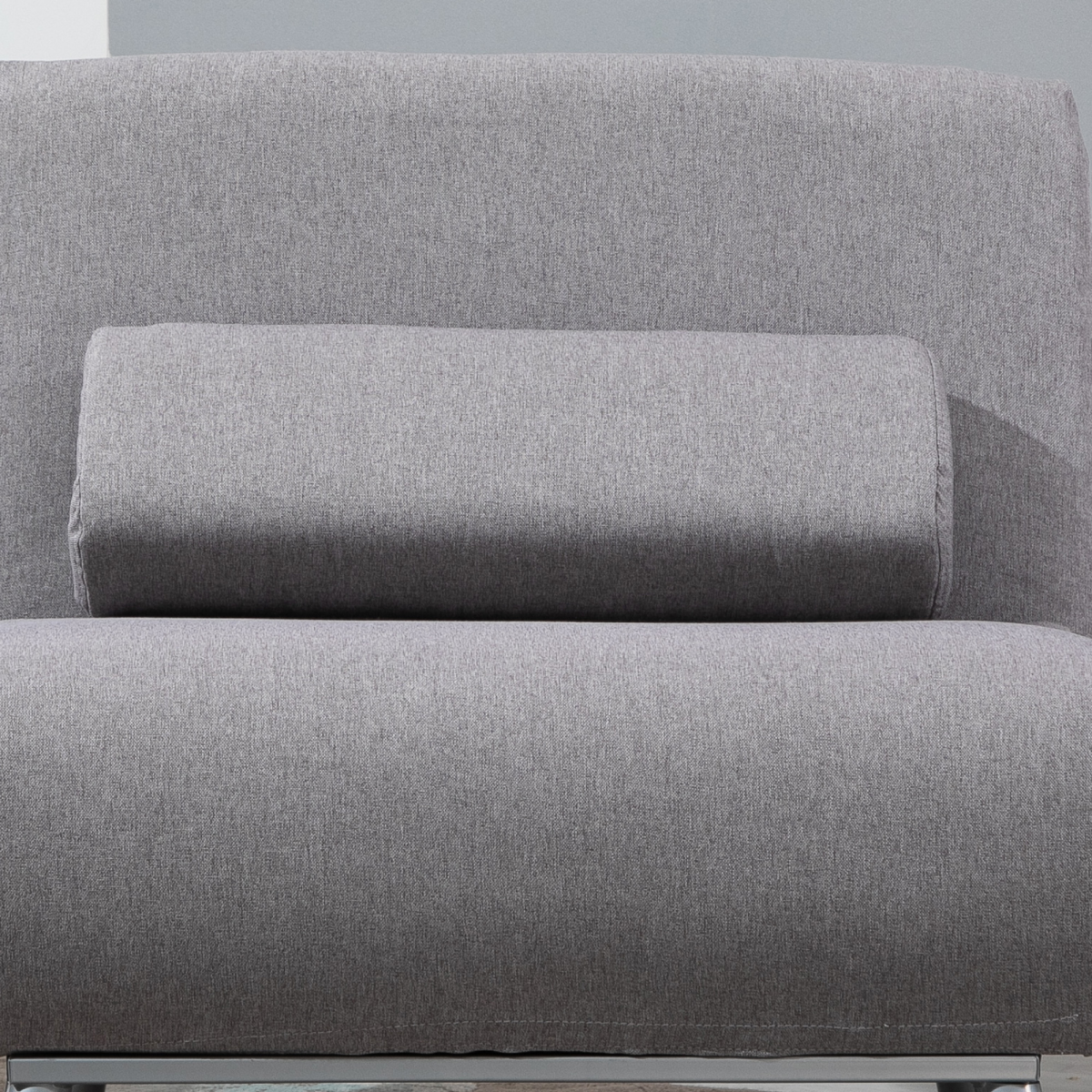 HOMCOM Grey Linen Upholstered Single Sofa Bed with Adjustable Back and Pillow