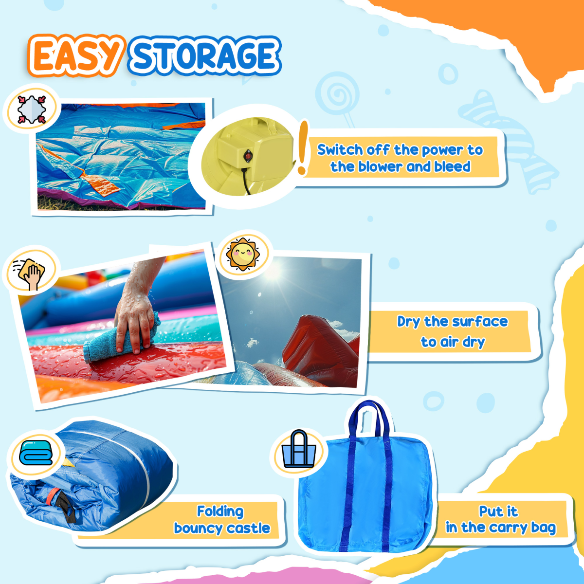 Kids Inflatable Bouncy Castle with Slide, Jumping Castle with Mesh Netting