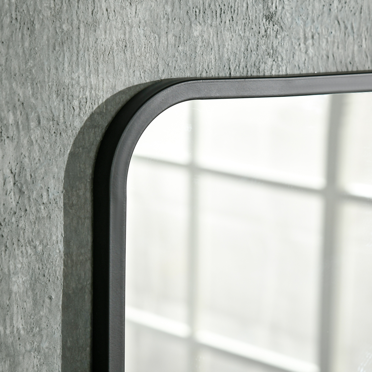 Square Wall Mirror with Shelf, 70x50 cm, Black Metal Frame