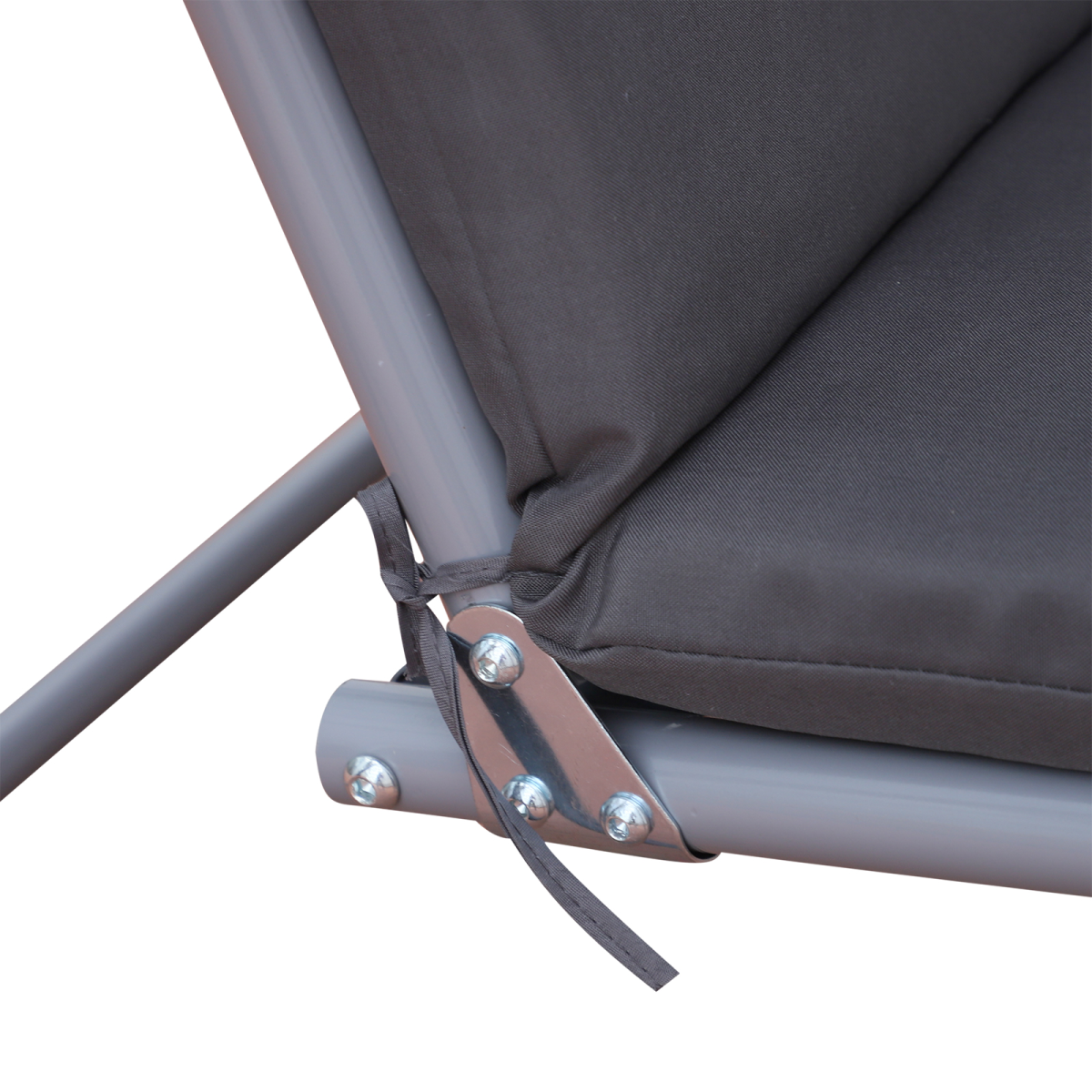 Outsunny Grey Steel Frame 2-Seater Swing Chair with Table and Cup Holders