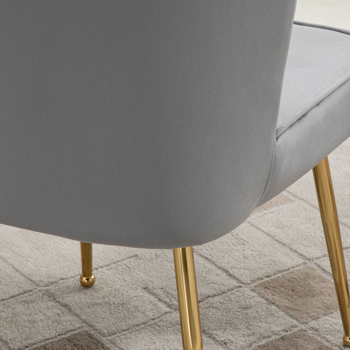 HOMCOM Velvet-Feel Shell Accent Chair with Metal Legs, Grey