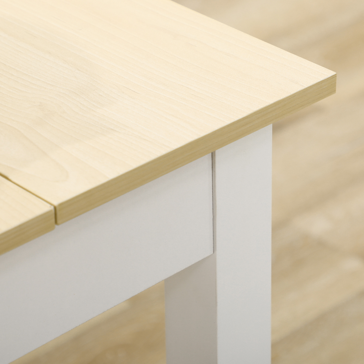 HOMCOM Dining Table for 4-6, Oak Wood Grain, Thick-Leg Kitchen Table