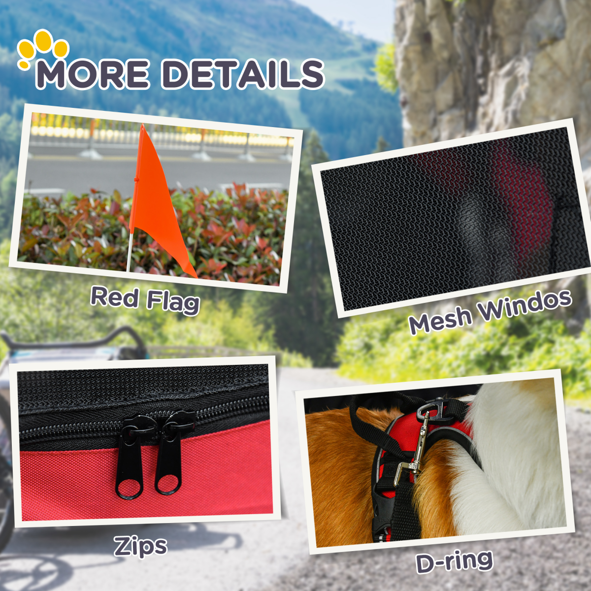 PawHut Pet Bicycle Trailer Dog Cat Bike Carrier, Water-Resistant Oxford Cloth, Mesh Windows, Bike Hitch Coupler