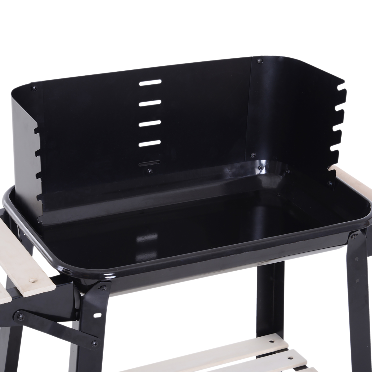 Outsunny Charcoal BBQ Grill with Adjustable 4-Height Grill Pan, Side Wind Shield, Shelf and Wheels, 87 x 45 x 83 cm, Black