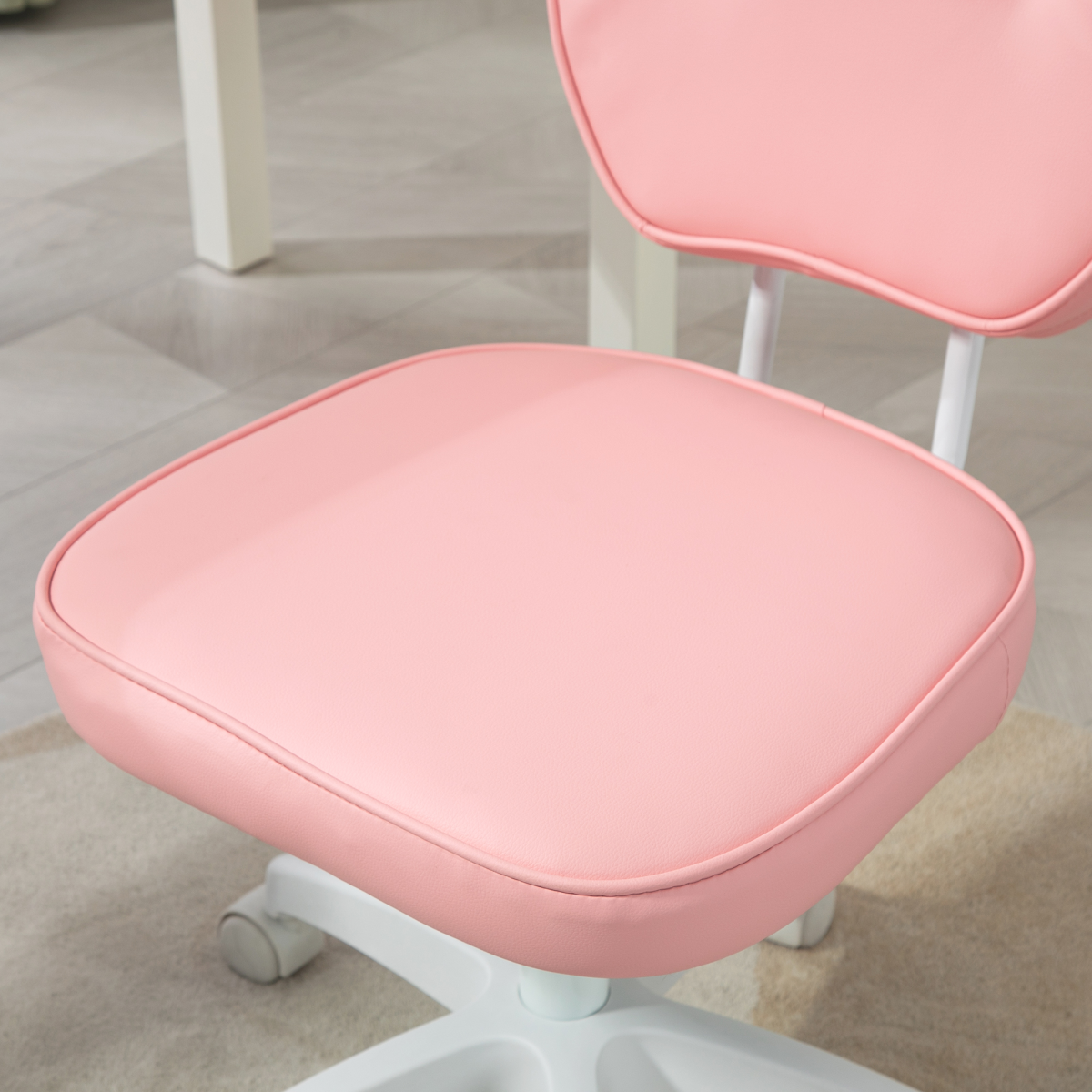 Vinsetto Pink Adjustable Faux Leather Swivel Chair, 120kg