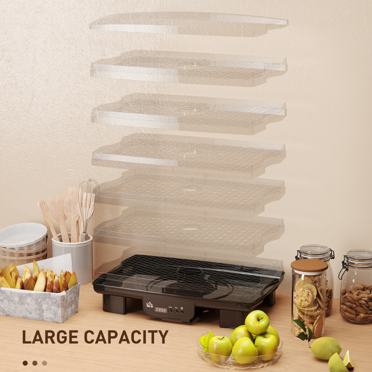 HOMCOM 6-Tray Food Dehydrator, 40-70°C Adjustable Temp, 1-48H Timer