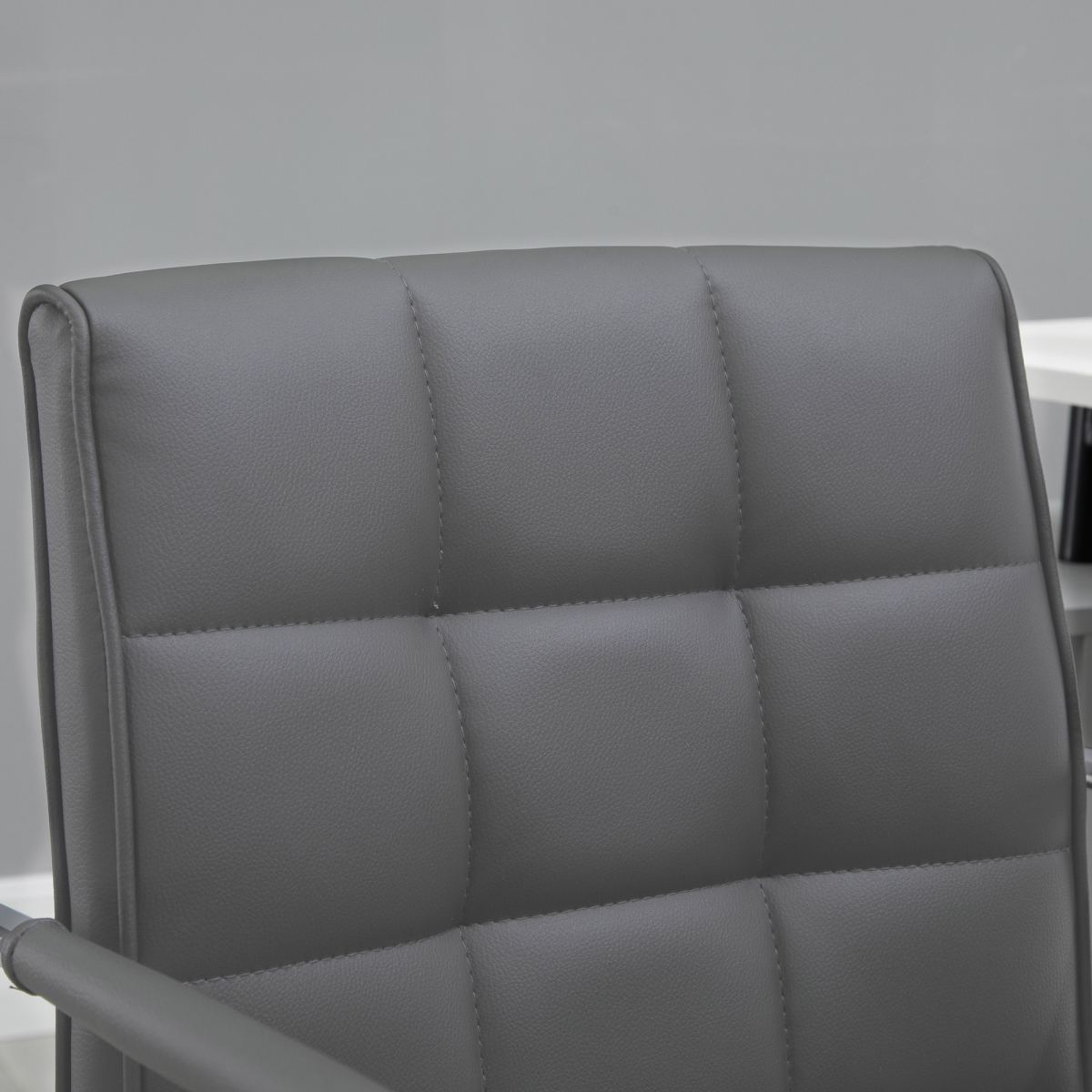 Vinsetto Grey Faux Leather Adjustable Swivel Desk Chair with Arms