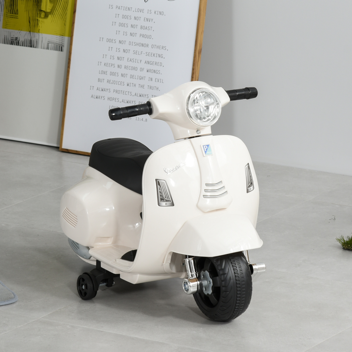 Licensed Vespa 6V Kids Ride On Motorcycle with Lights & Horn