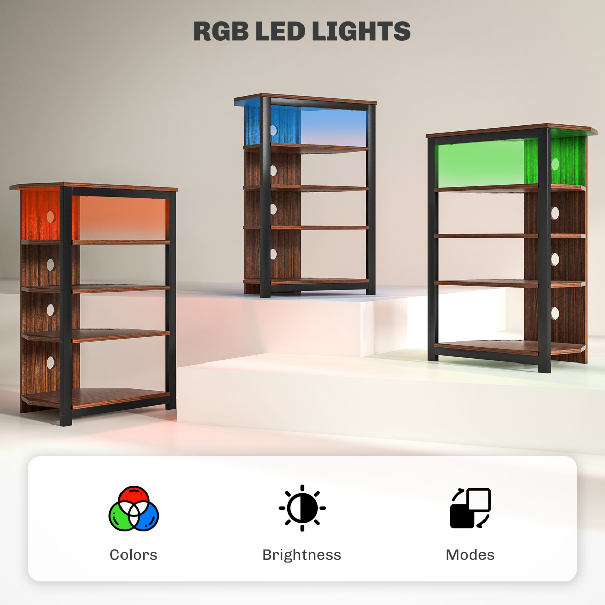 HOMCOM Corner TV Stand with RGB Lights, 4-Tier Storage for TVs up to 29