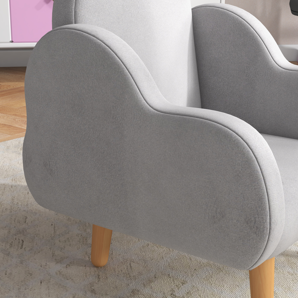 ZONEKIZ Cloud-Shaped Toddler Armchair, Grey Kids Mini Chair