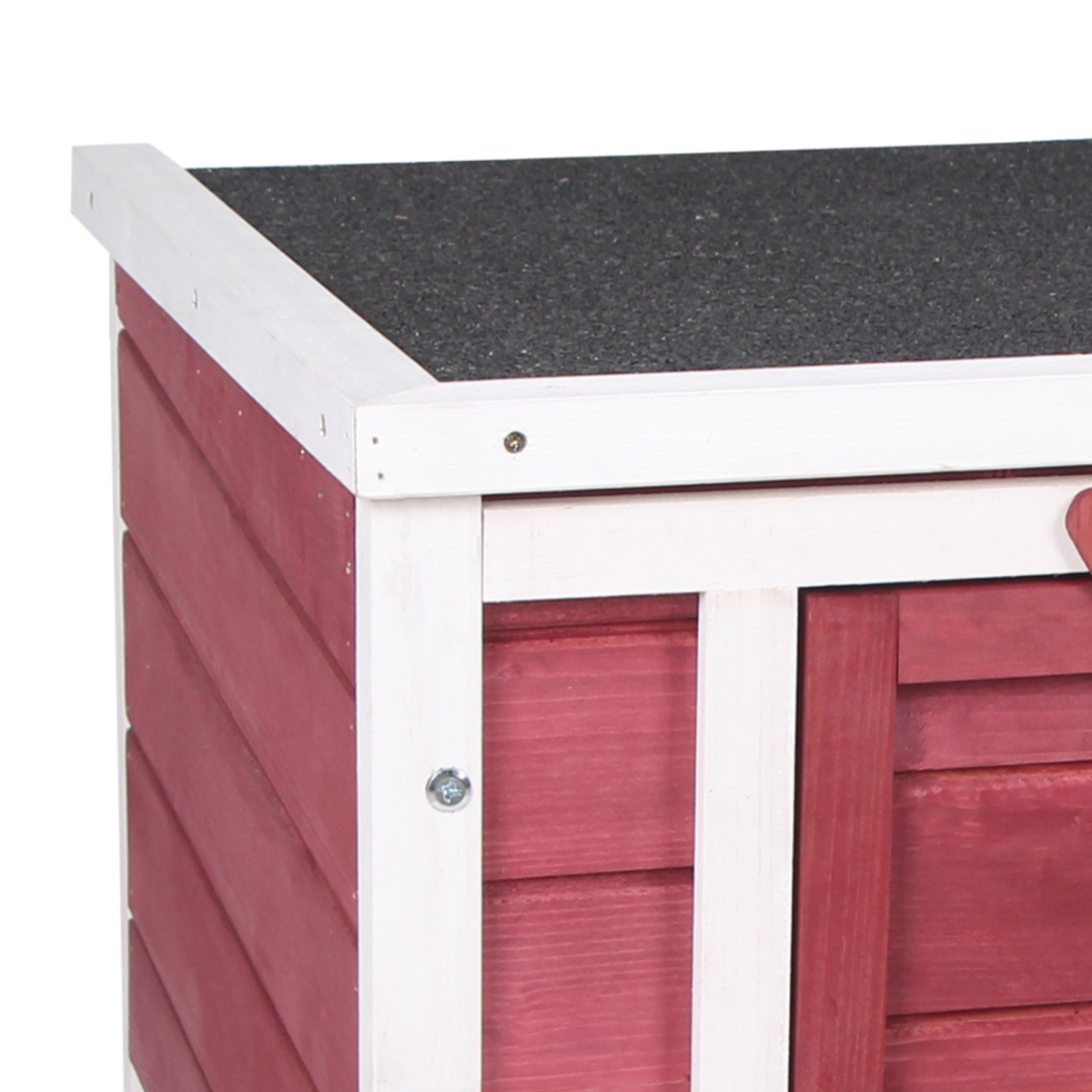 PawHut Wooden Rabbit Hutch with Front Ramp, Openable Roof and Locks, Red