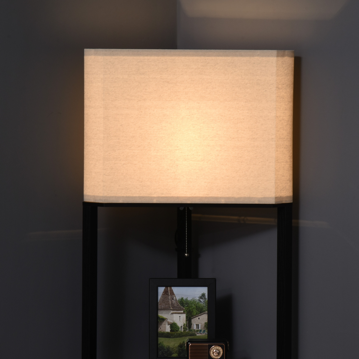 Corner Floor Lamp with 3 Shelves, Standing Lamp for Living Room