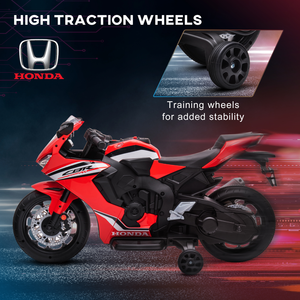 Honda Licensed 6V Kids Electric Motorbike Ride On Bike with Light and Sound for 3-5 Years