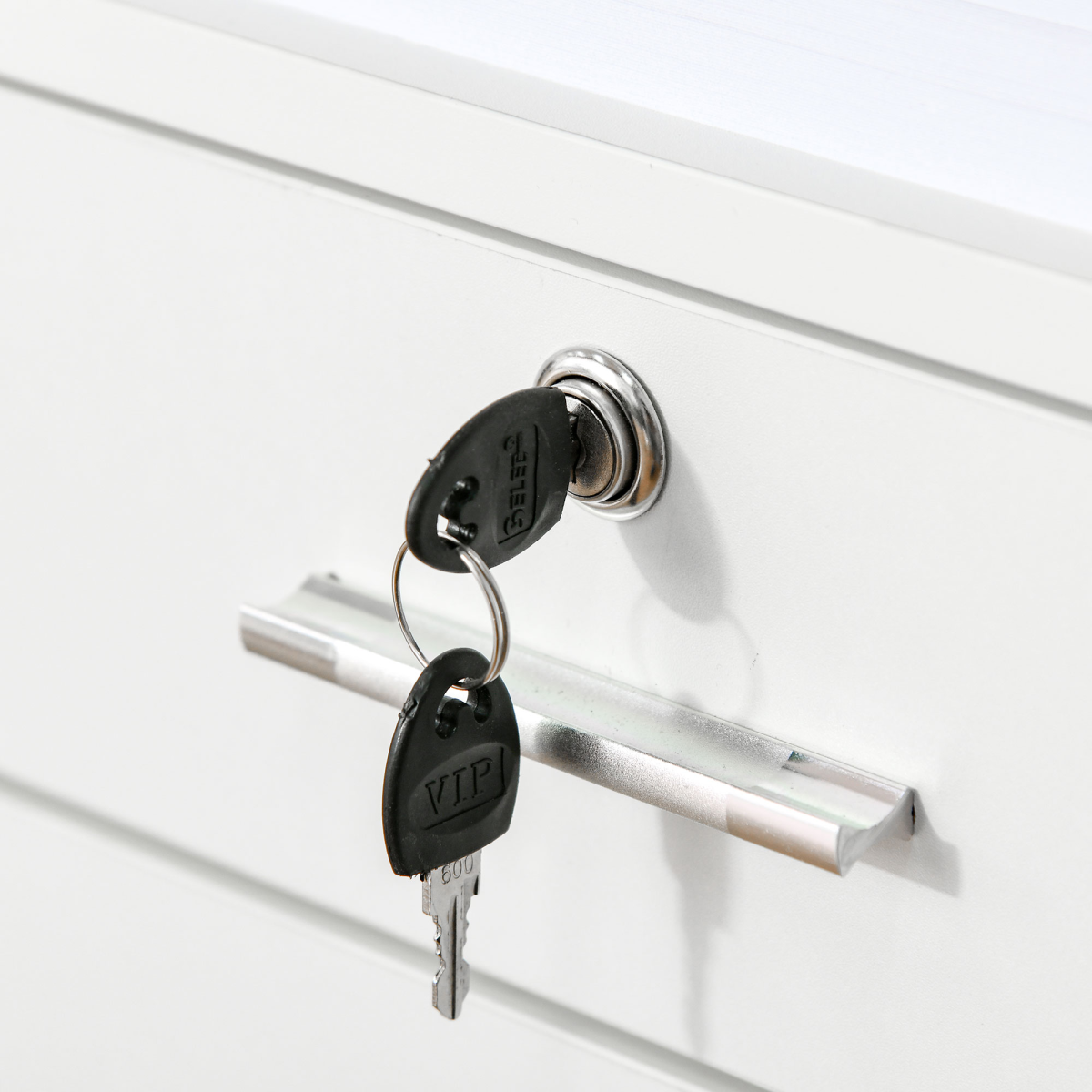Mobile Lockable File Cabinet with Drawer, Open Shelf, 5 Wheels, White, Vinsetto