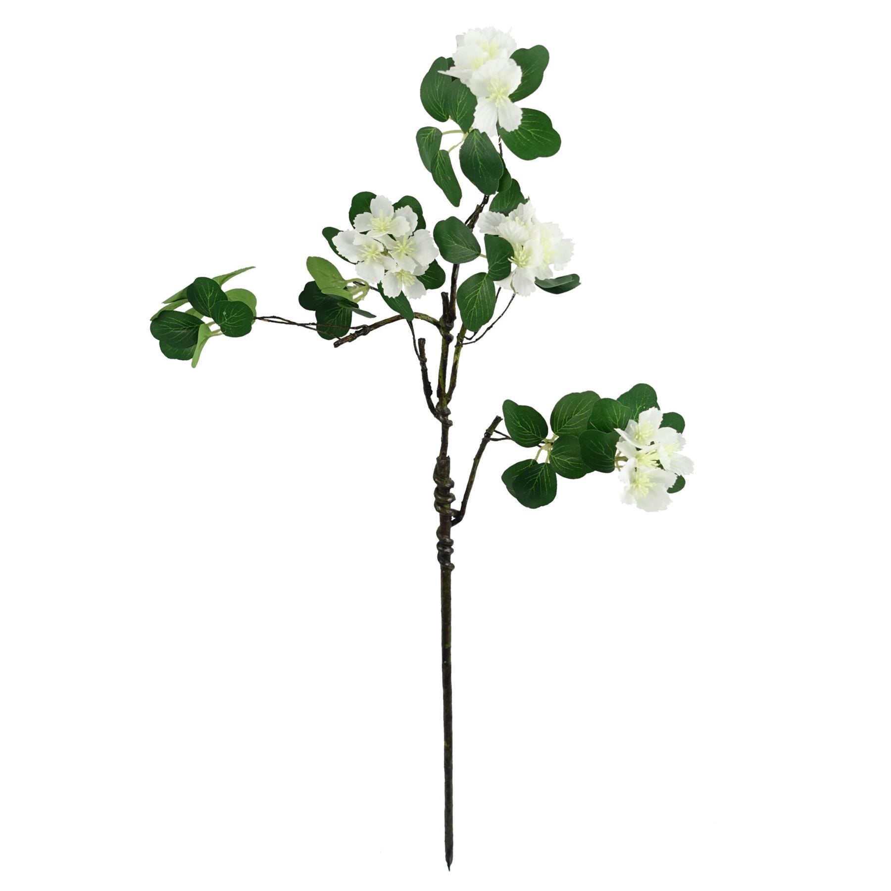 Leaf 60cm White Silk Flower Foliage Spray with Wired Stem