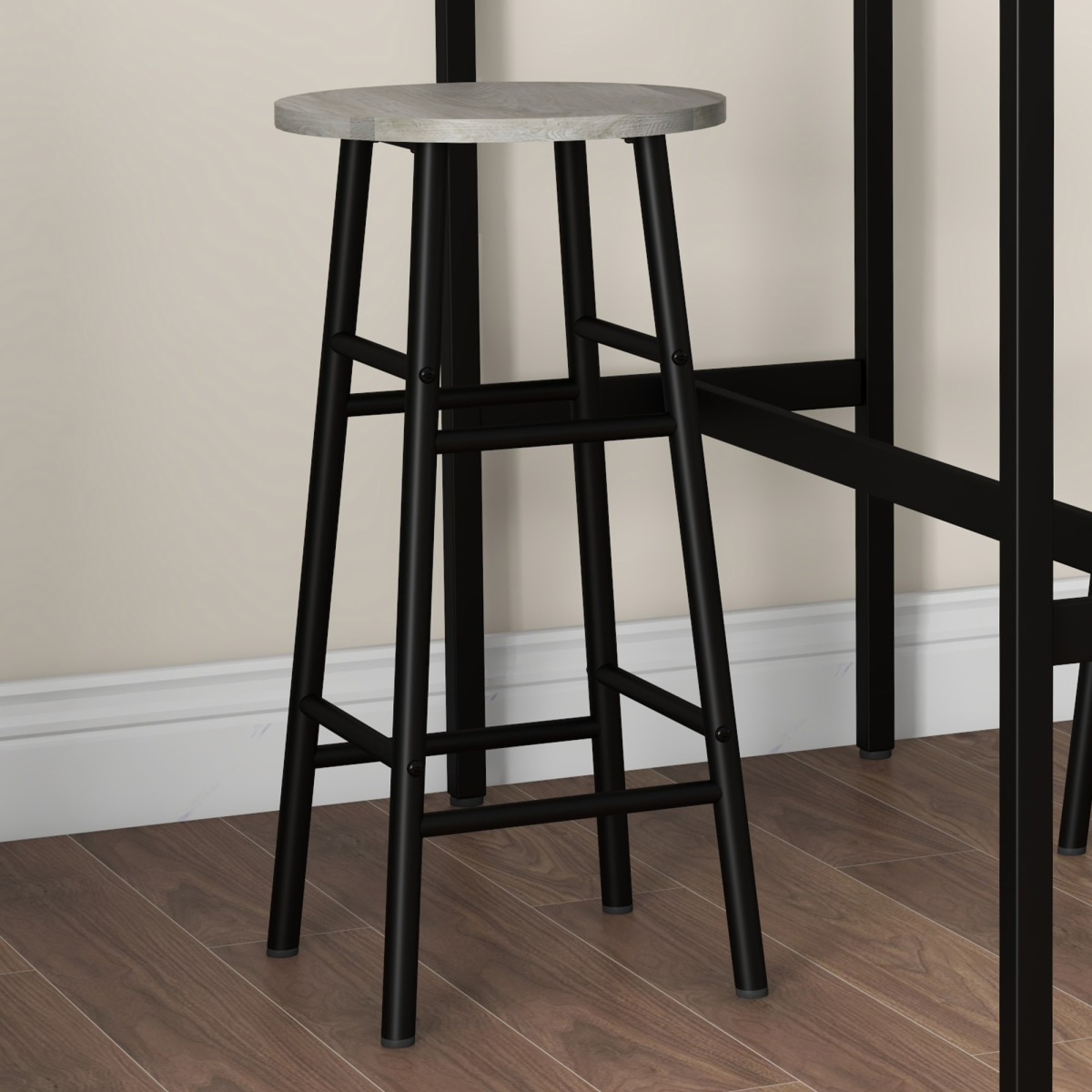HOMCOM 3-Piece Industrial Bar Table and Stool Set, Grey