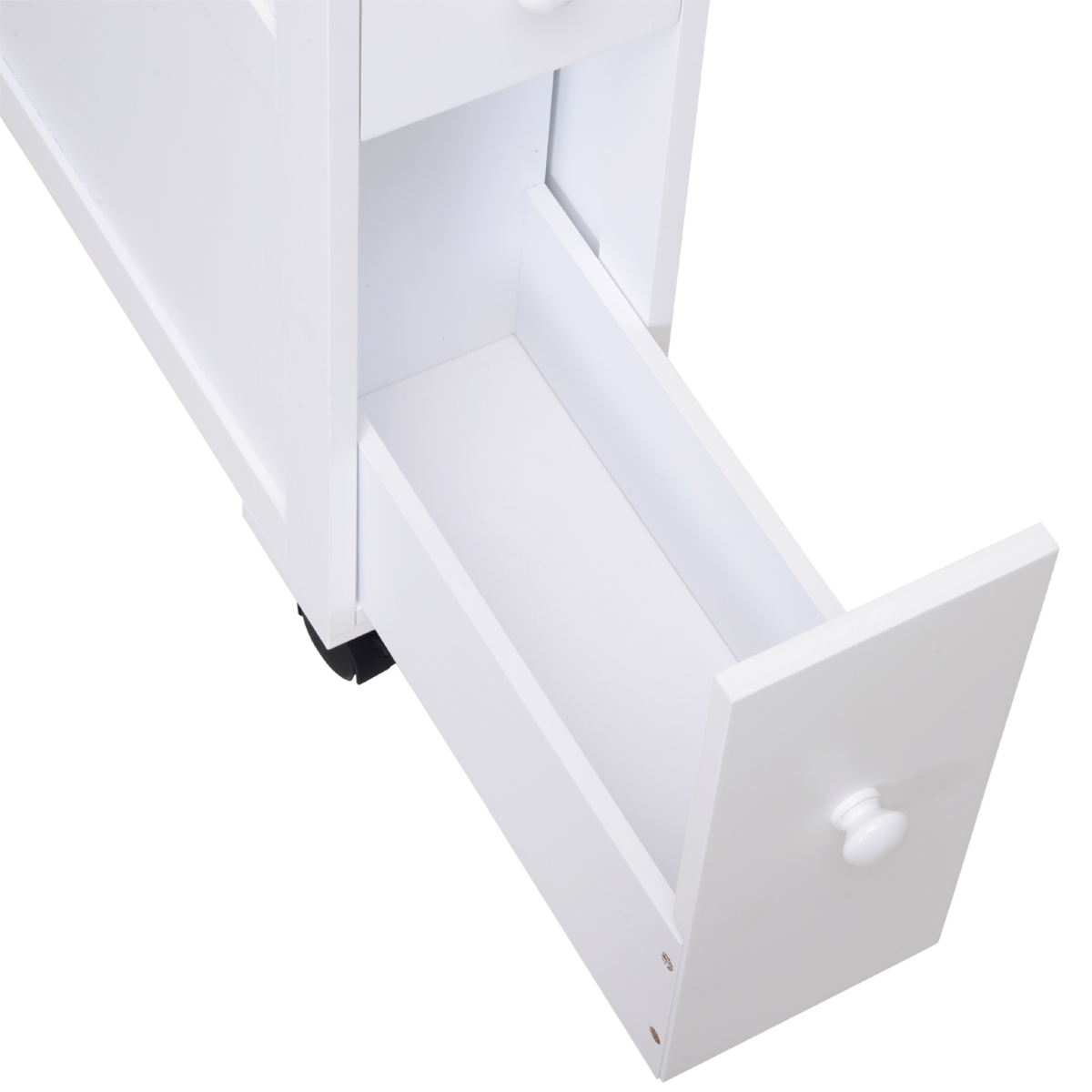 72 x 16cm Narrow Bathroom Storage Unit with 2 Drawers, Open Top and 4 Wheels