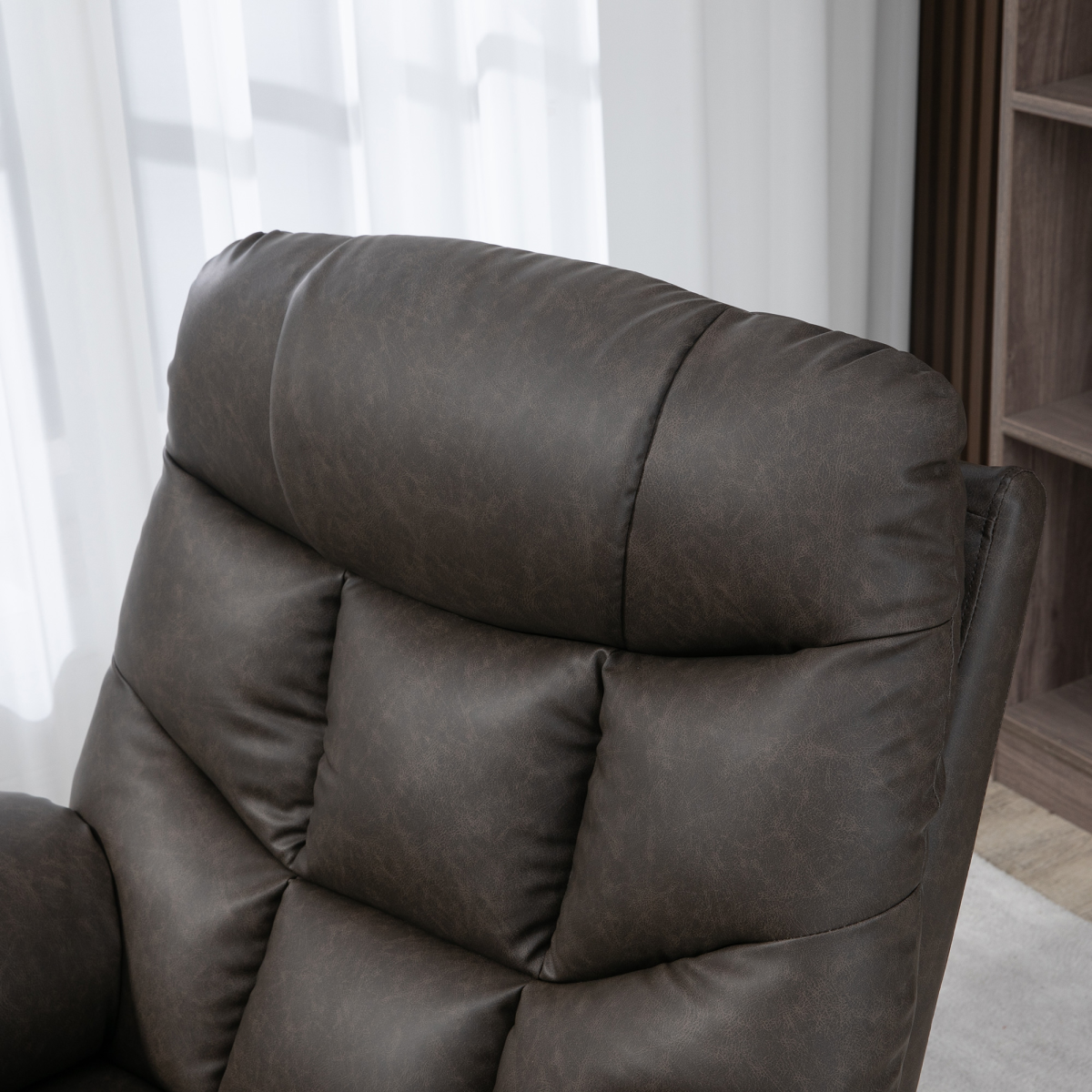 HOMCOM PU Leather Manual Recliner Armchair with Cup Holders, Brown
