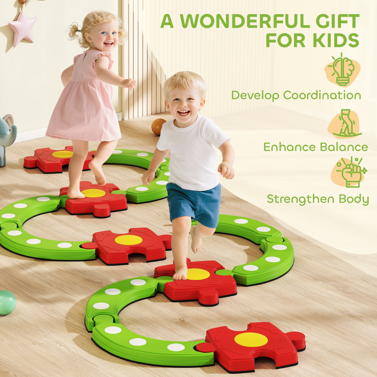 AIYAPLAY Kids Balance Beam Stepping Stones Sensory Toy