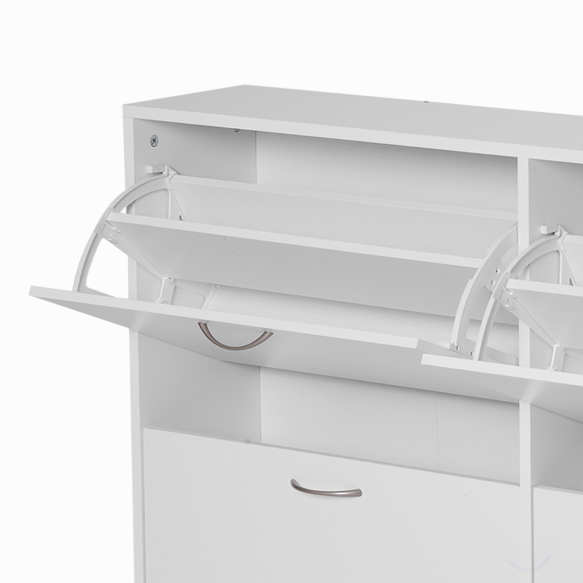 Wooden 4-Drawer Shoe Cabinet with Adjustable Shelves - White