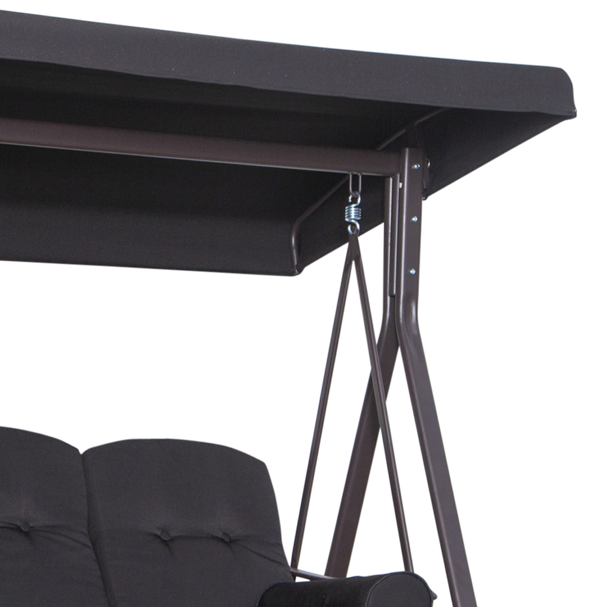 Outsunny 3 Seater Garden Swing Chair with Canopy & Cup Trays, Black